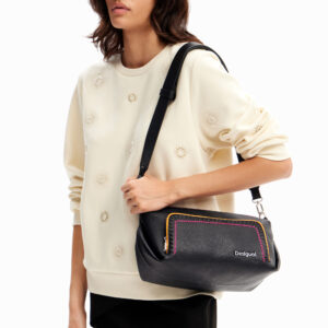 M embroidered shoulder bag